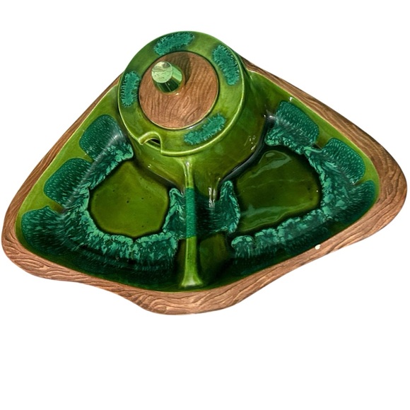 Vintage California Pottery 663 MCM Chip Dip Serving Platter Tray Ceramic Green - Picture 2 of 14